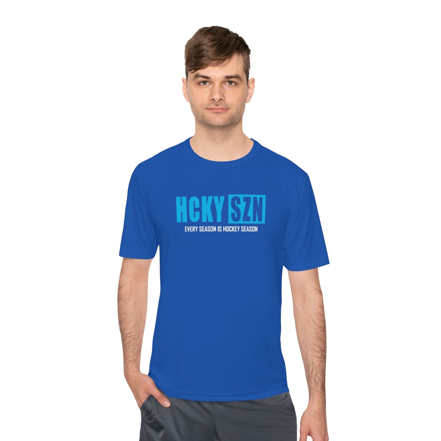 Every Season is HCKYS Performance Tee - Sky Blue Logo