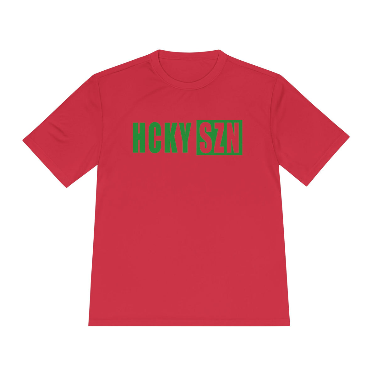 HCKYSZN (Flagship Logo) Adult Performance Tee - Red/Kelly Green