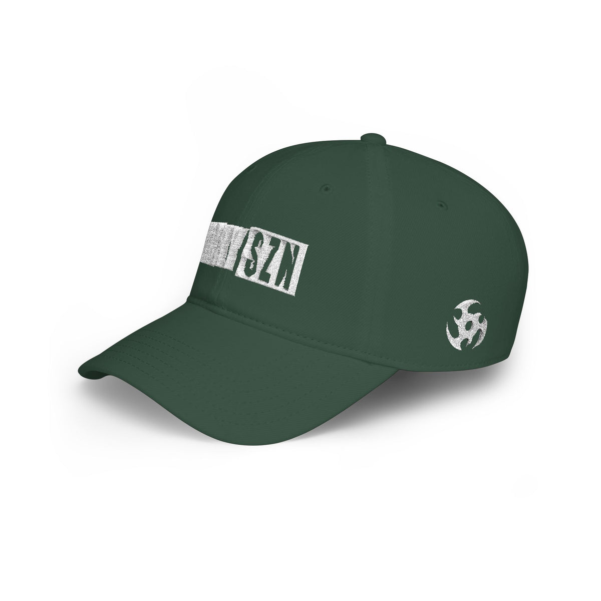 HCKY SZN Low Profile Embroidered Baseball Cap - Forest Green (White Logo)