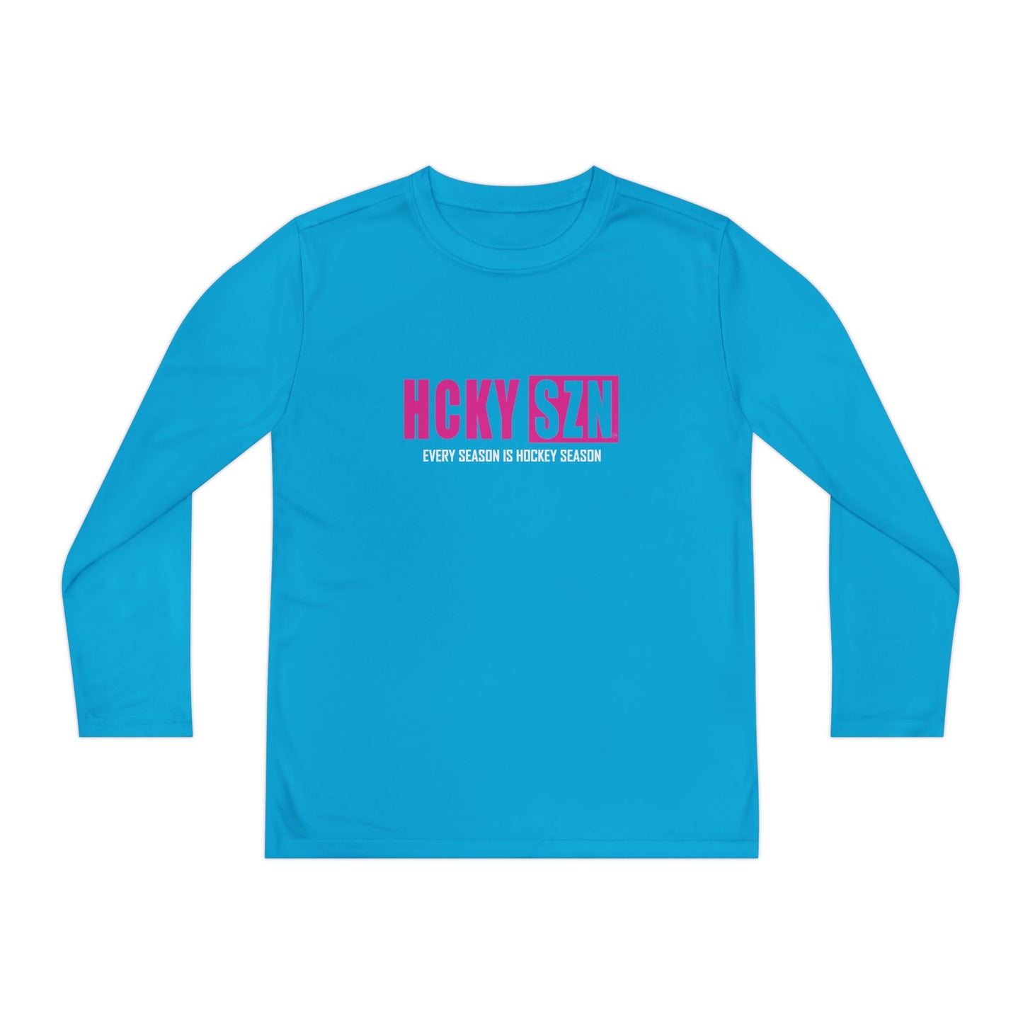 Every Season is HCKY SZN Youth Competitor Long Sleeve Tee (Hot Pink Logo) - Various Colors
