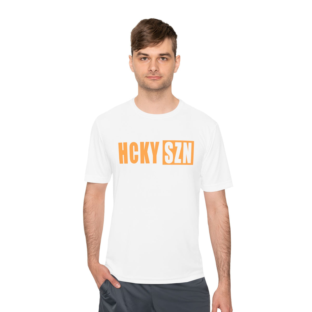 HCKYSZN (Flagship Logo) Adult Performance Tee - White/Mango