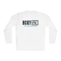 HCKYSZN (Every Season) Long Sleeve Adult Performance Tee - White/Black/Sky Blue