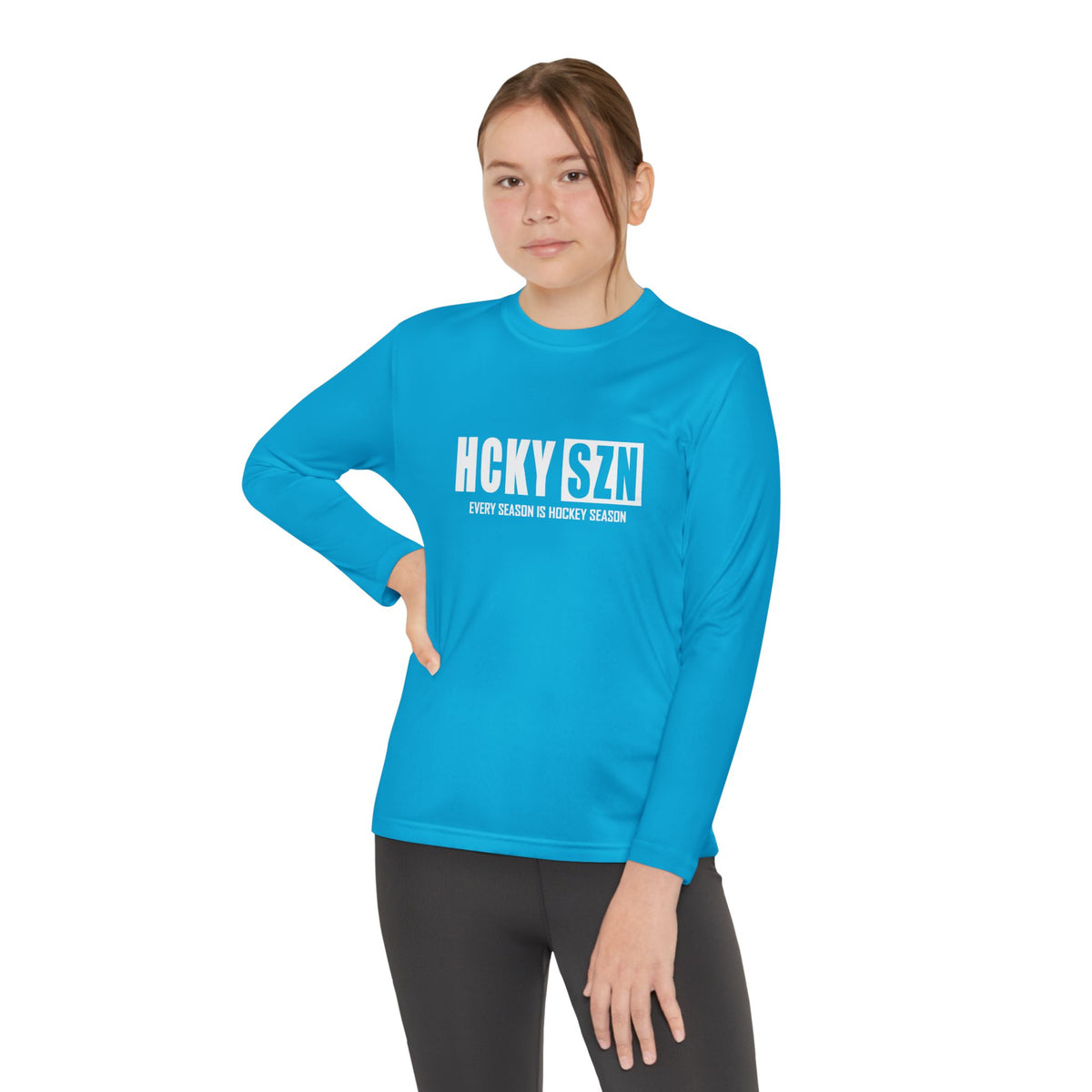 Every Season is HCKYSZN Youth Performance Long Sleeve Tee - White Logo