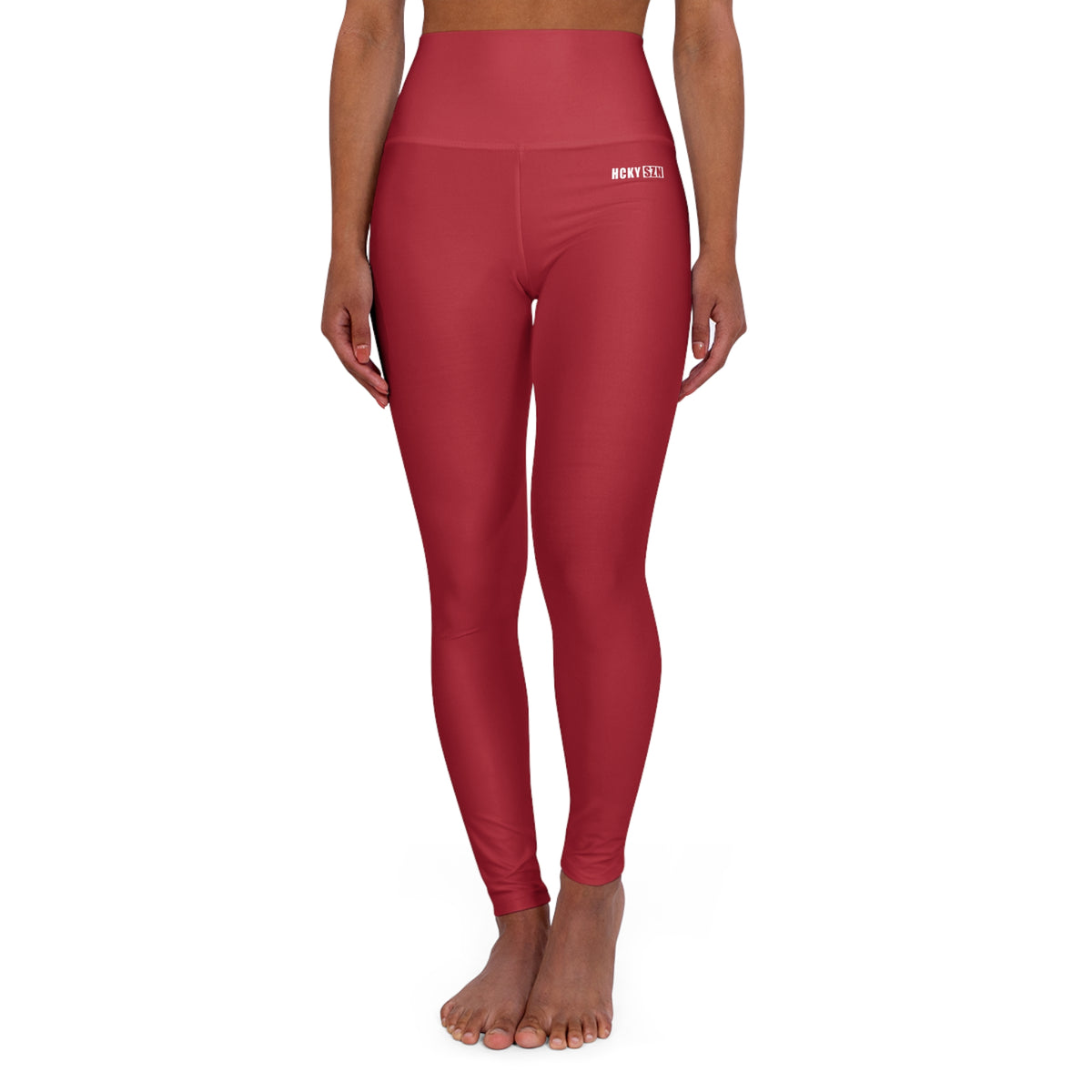 HCKY SZN High Waisted Yoga Leggings (Scarlet Red)