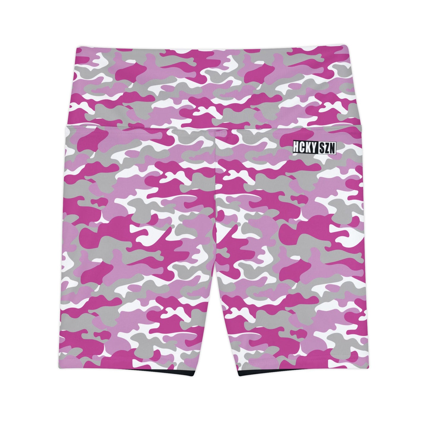 HKY SZN High Waisted Workout Shorts (Hockey Girl Camo)