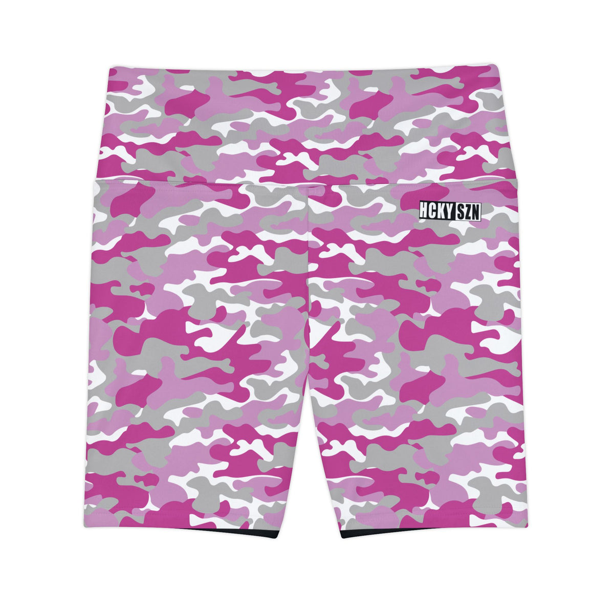 HKY SZN High Waisted Workout Shorts (Hockey Girl Camo)