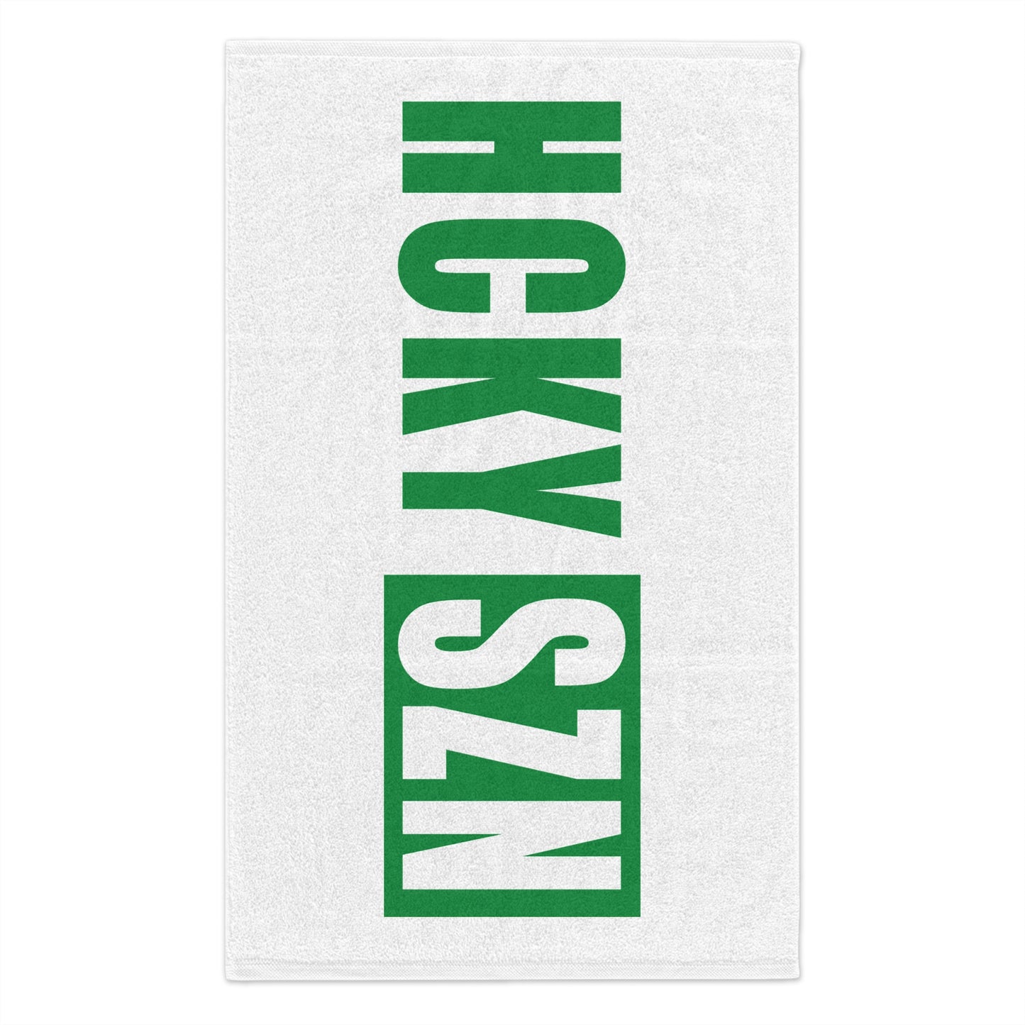 HCKY SZN 11x18 Skate Towel (White/Green) Hockey Towel