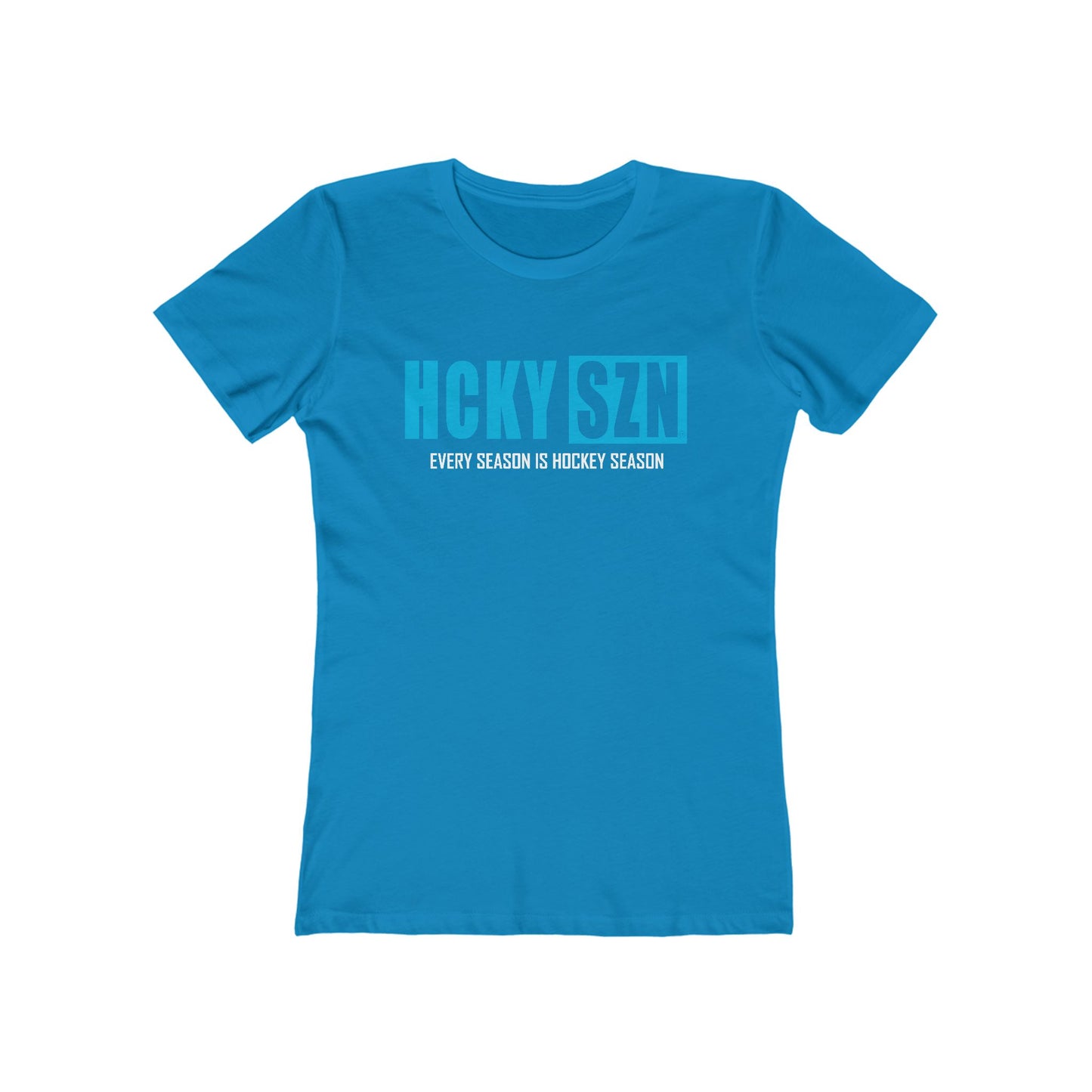Every Season Is Hockey Season Women's Boyfriend Tee (Sky Blue Logo) - Various Colors