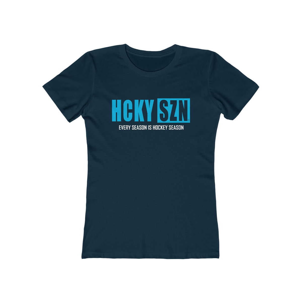 Every Season Is Hockey Season Women's Boyfriend Tee (Sky Blue Logo) - Various Colors