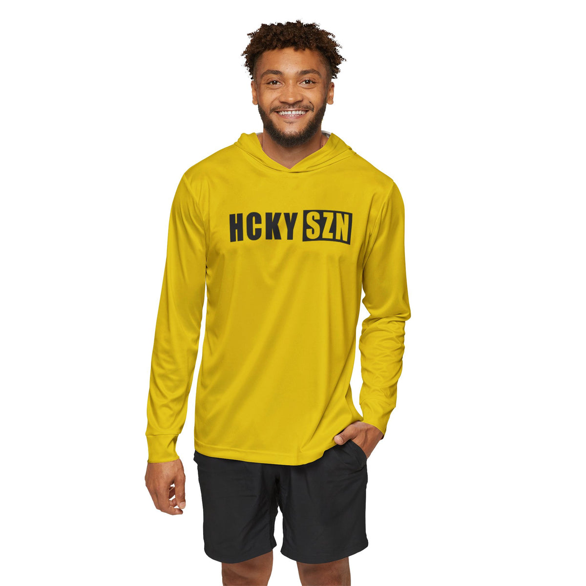 HCKY SZN Big Logo Performance Warmup Hoodie (Yellow/Black)