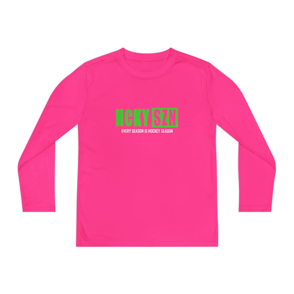 Every Season is HCKY SZN Youth Competitor Long Sleeve Tee (Lime Logo) - Various Colors