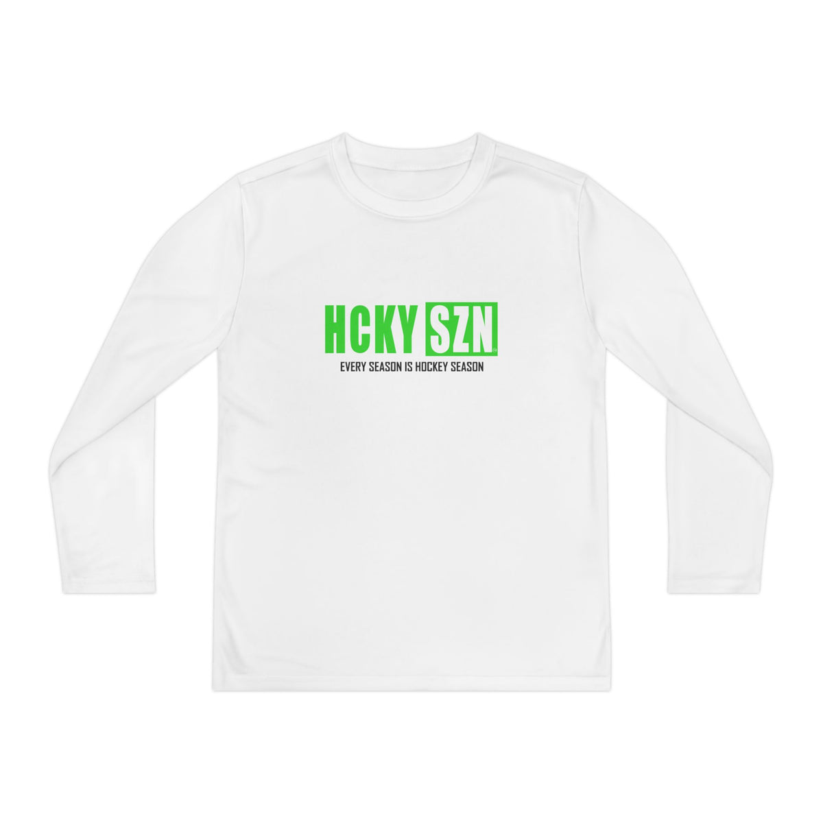 Every Season is HCKY SZN Youth Competitor Long Sleeve Tee (Lime Logo) - Various Colors