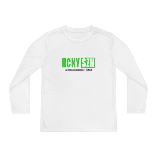 Every Season is HCKY SZN Youth Competitor Long Sleeve Tee (Lime Logo) - Various Colors