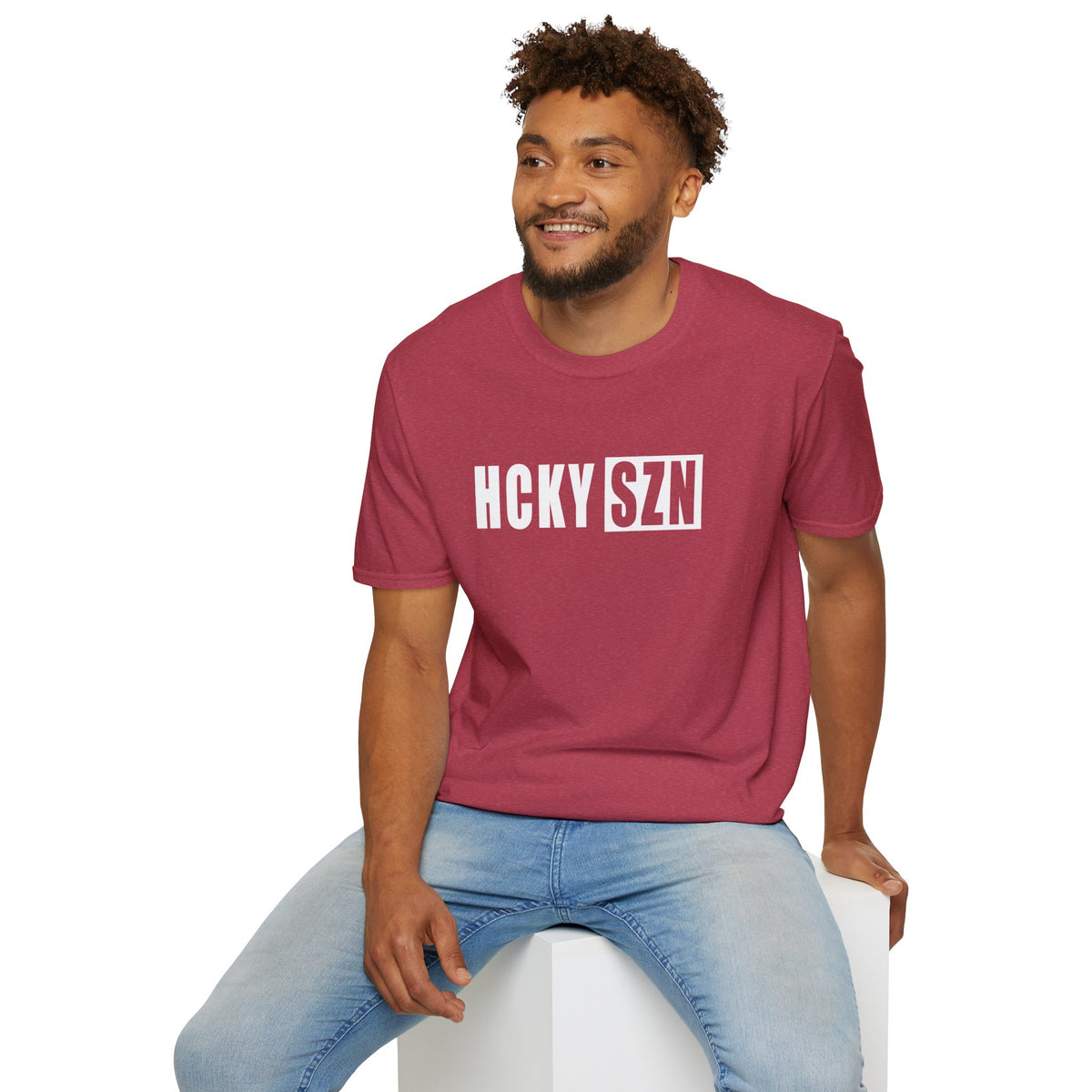 HCKY SZN Softstyle Tee Shirt (Heather Cardinal)
