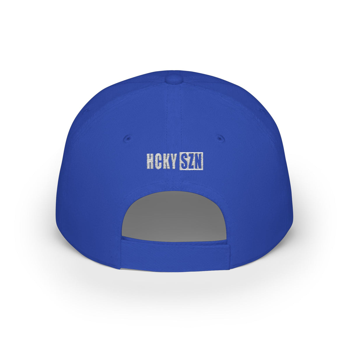 HCKY SZN Low Profile Embroidered Baseball Cap - Blue (White Logo)