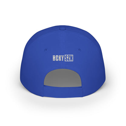 HCKY SZN Low Profile Embroidered Baseball Cap - Blue (White Logo)