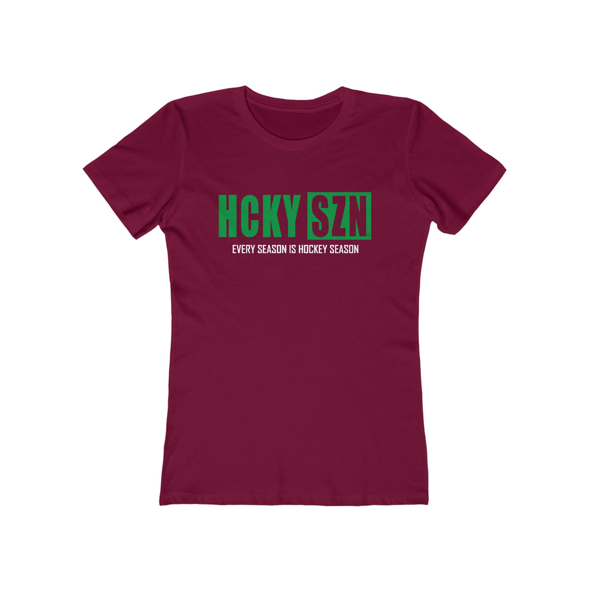 Every Season Is Hockey Season Women's Boyfriend Tee (Green Logo) - Various Colors