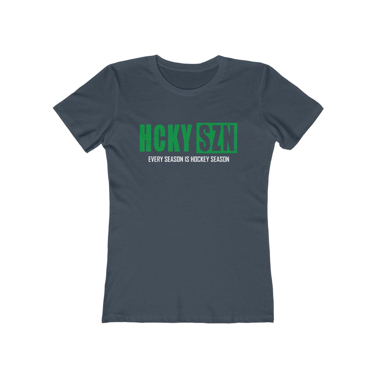 Every Season Is Hockey Season Women's Boyfriend Tee (Green Logo) - Various Colors