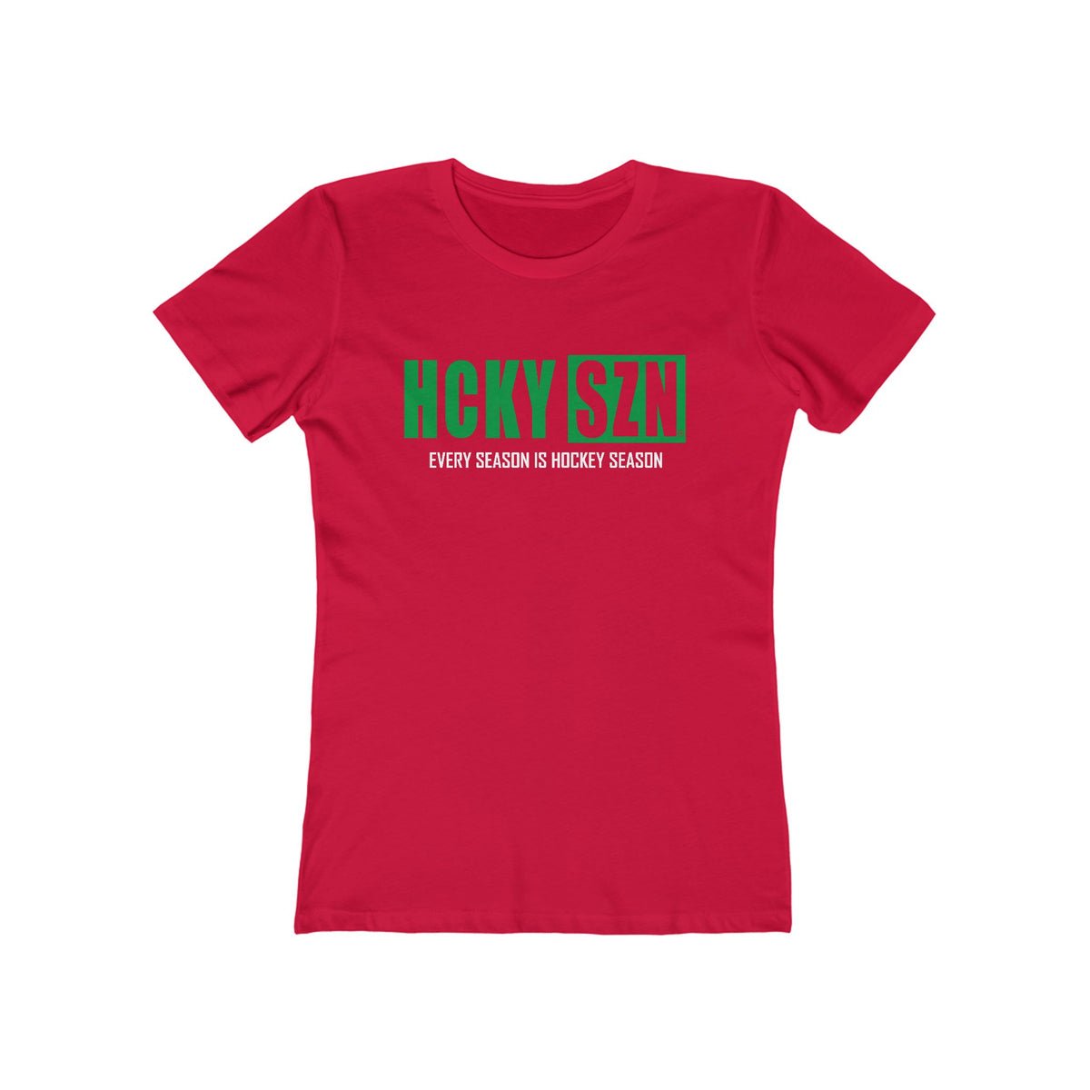 Every Season Is Hockey Season Women's Boyfriend Tee (Green Logo) - Various Colors