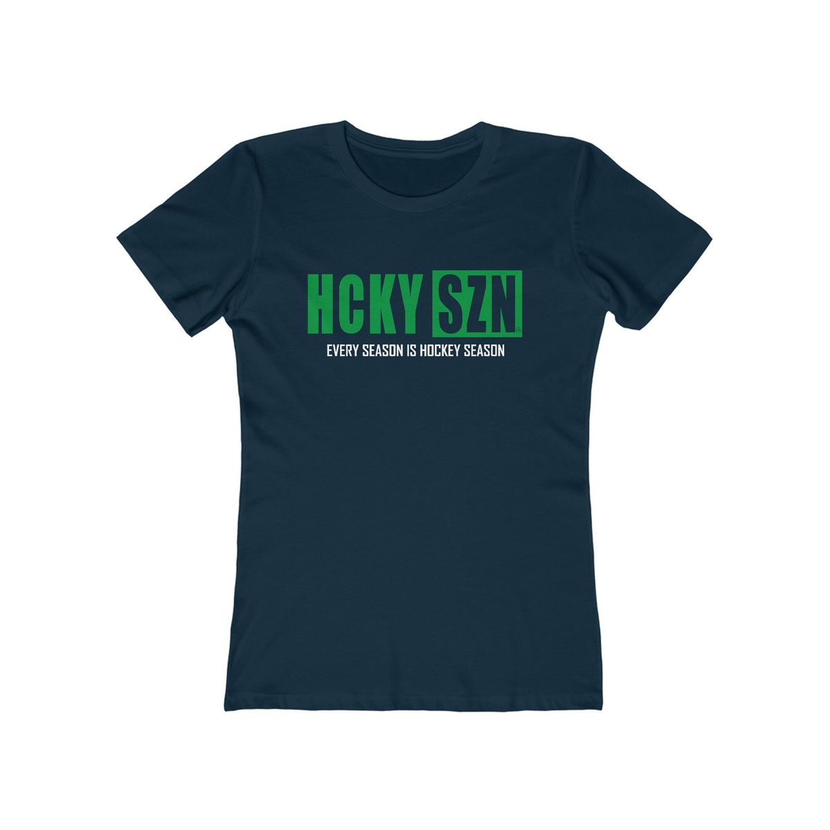 Every Season Is Hockey Season Women's Boyfriend Tee (Green Logo) - Various Colors