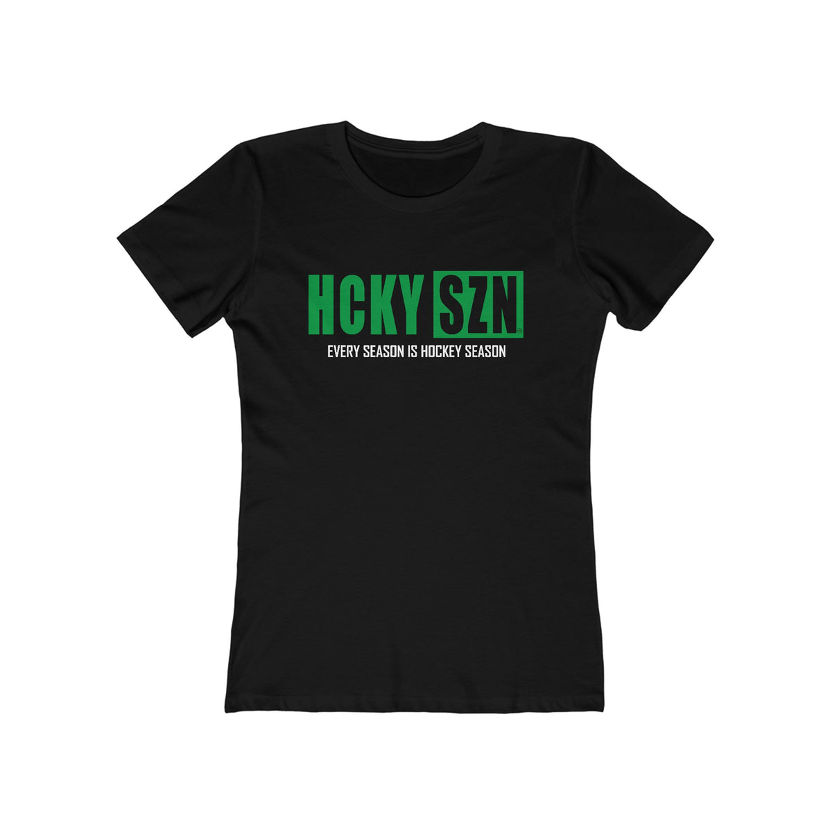 Every Season Is Hockey Season Women's Boyfriend Tee (Green Logo) - Various Colors