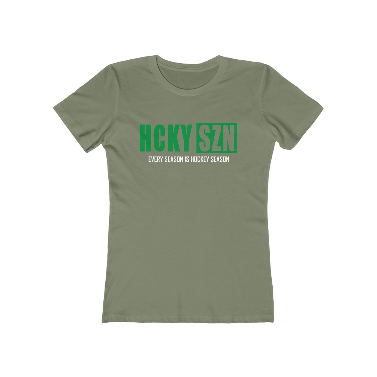 Every Season Is Hockey Season Women's Boyfriend Tee (Green Logo) - Various Colors