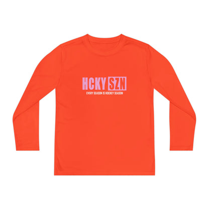 Every Season is HCKY SZN Youth Competitor Long Sleeve Tee (Pink Logo) - Various Colors