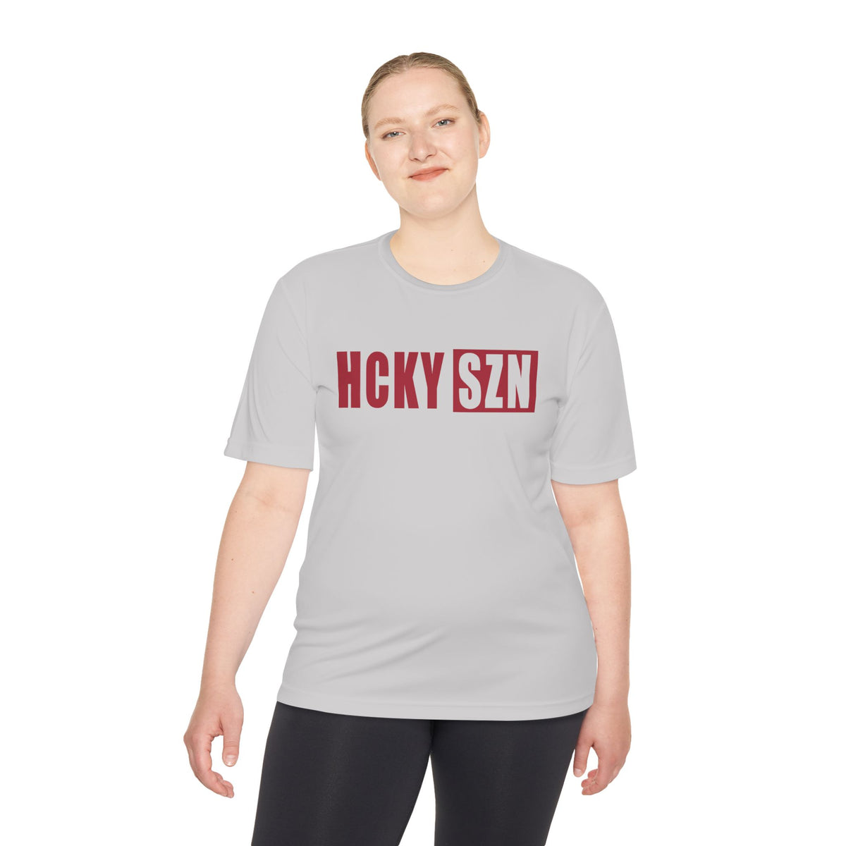 HCKYSZN (Flagship Logo) Adult Performance Tee - Silver/Cardinal
