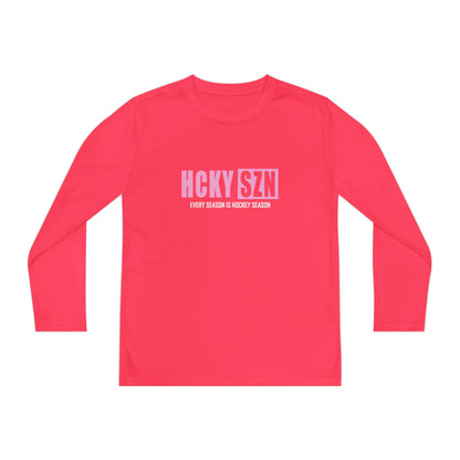 Every Season is HCKY SZN Youth Competitor Long Sleeve Tee (Pink Logo) - Various Colors