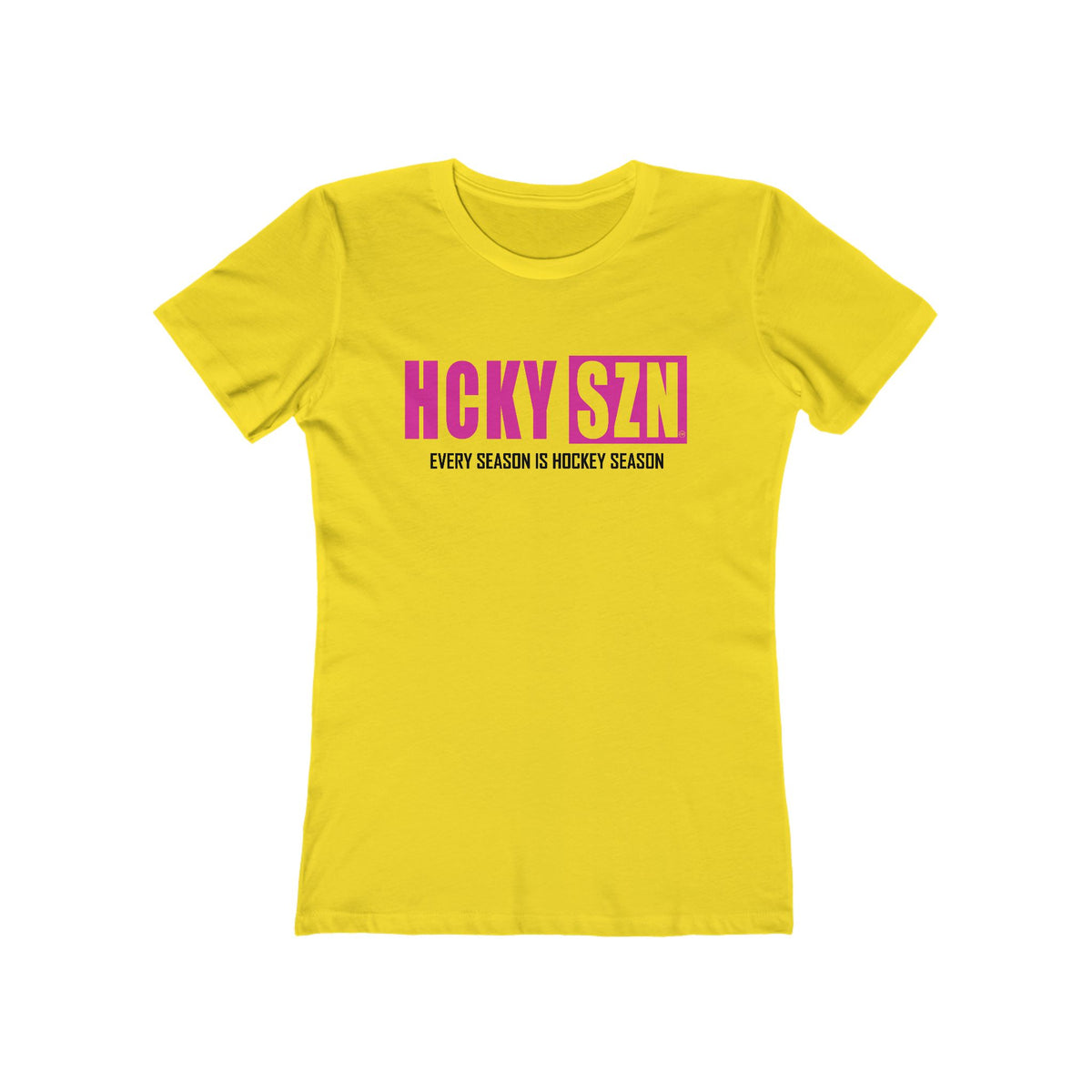 Every Season Is Hockey Season Women's Boyfriend Tee (Hot Pink Logo) - Various Colors