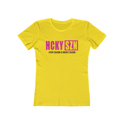 Every Season Is Hockey Season Women's Boyfriend Tee (Hot Pink Logo) - Various Colors