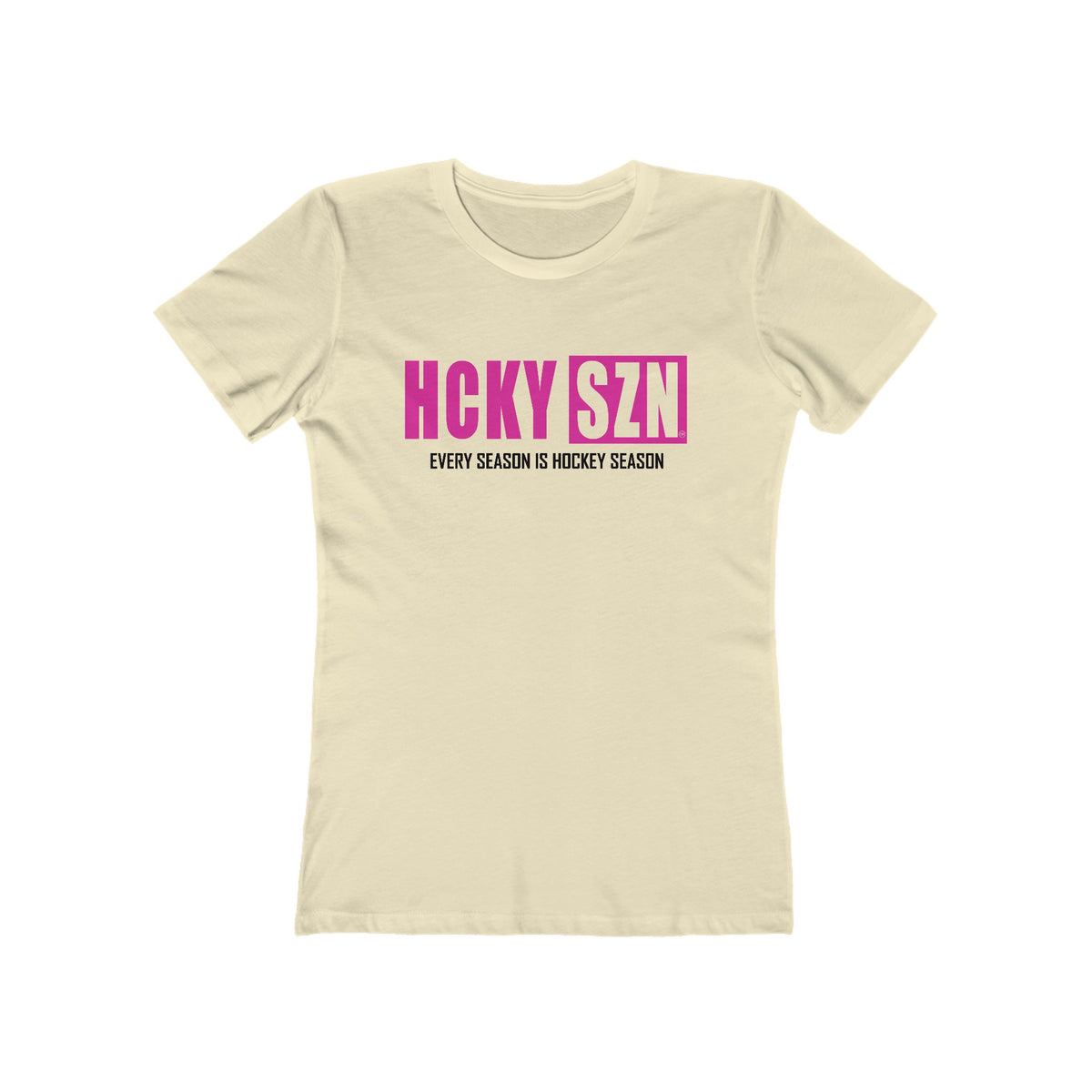 Every Season Is Hockey Season Women's Boyfriend Tee (Hot Pink Logo) - Various Colors