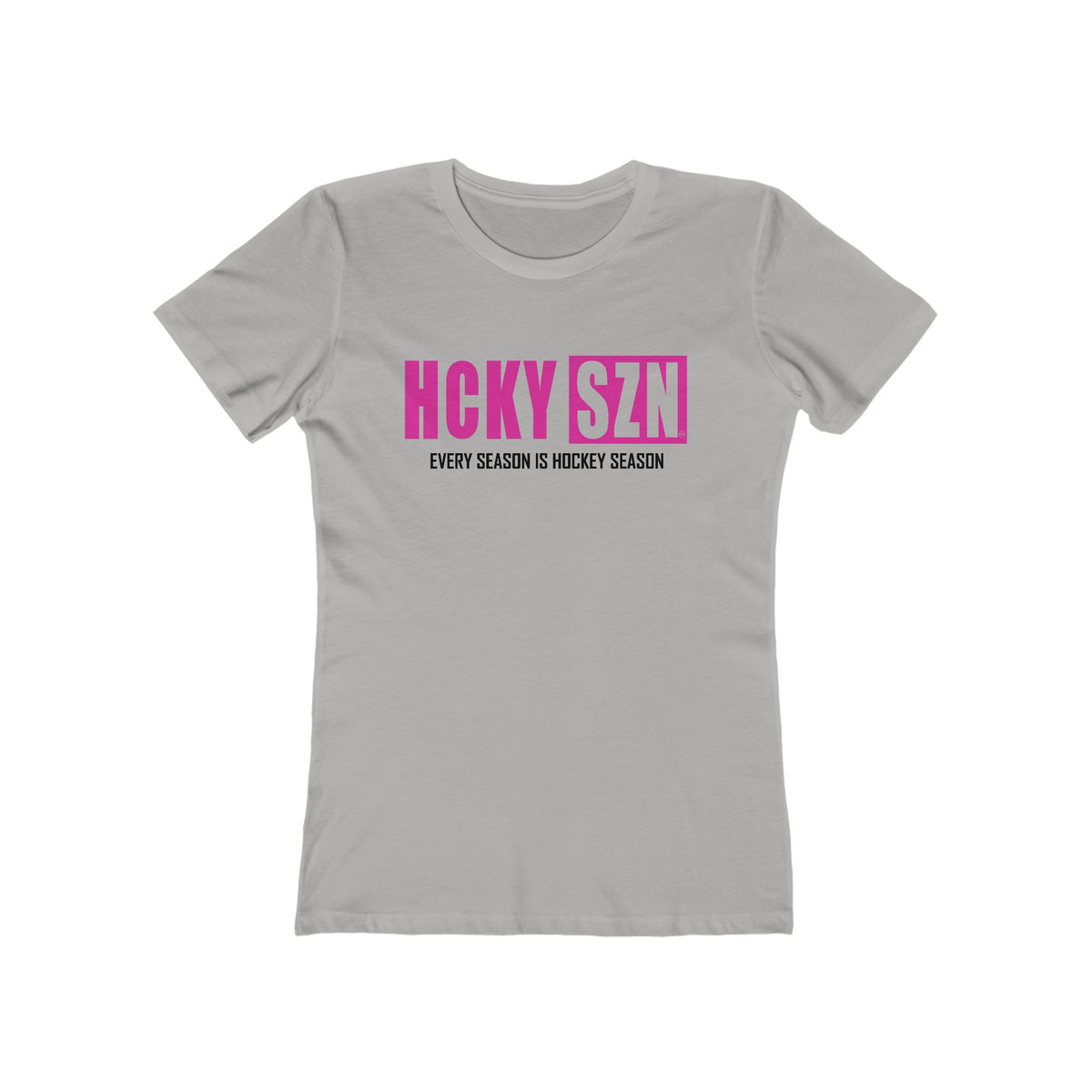 Every Season Is Hockey Season Women's Boyfriend Tee (Hot Pink Logo) - Various Colors