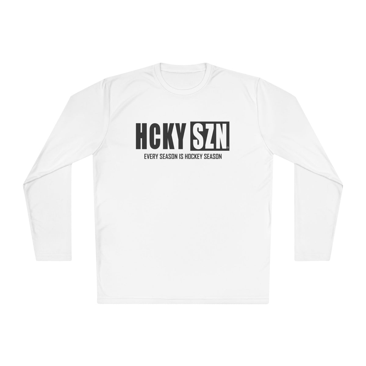 HCKYSZN (Every Season) Long Sleeve Adult Performance Tee - White/Black/Black
