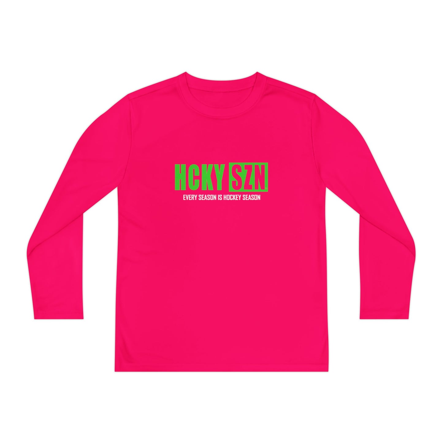 Every Season is HCKY SZN Youth Competitor Long Sleeve Tee (Lime Logo) - Various Colors