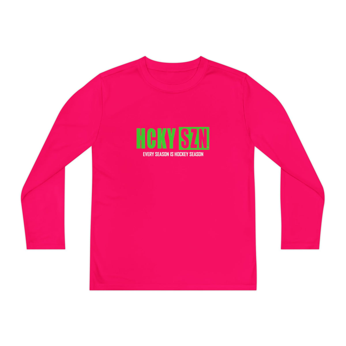 Every Season is HCKY SZN Youth Competitor Long Sleeve Tee (Lime Logo) - Various Colors