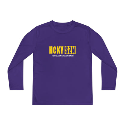 Every Season is HCKY SZN Youth Competitor Long Sleeve Tee (Yellow Logo) - Various Colors