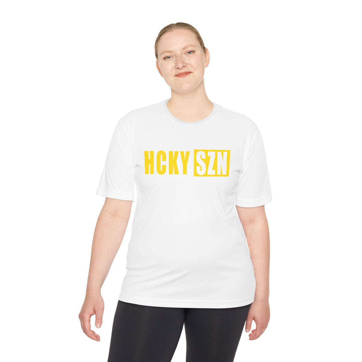 HCKYSZN (Flagship Logo) Adult Performance Tee - White/Yellow
