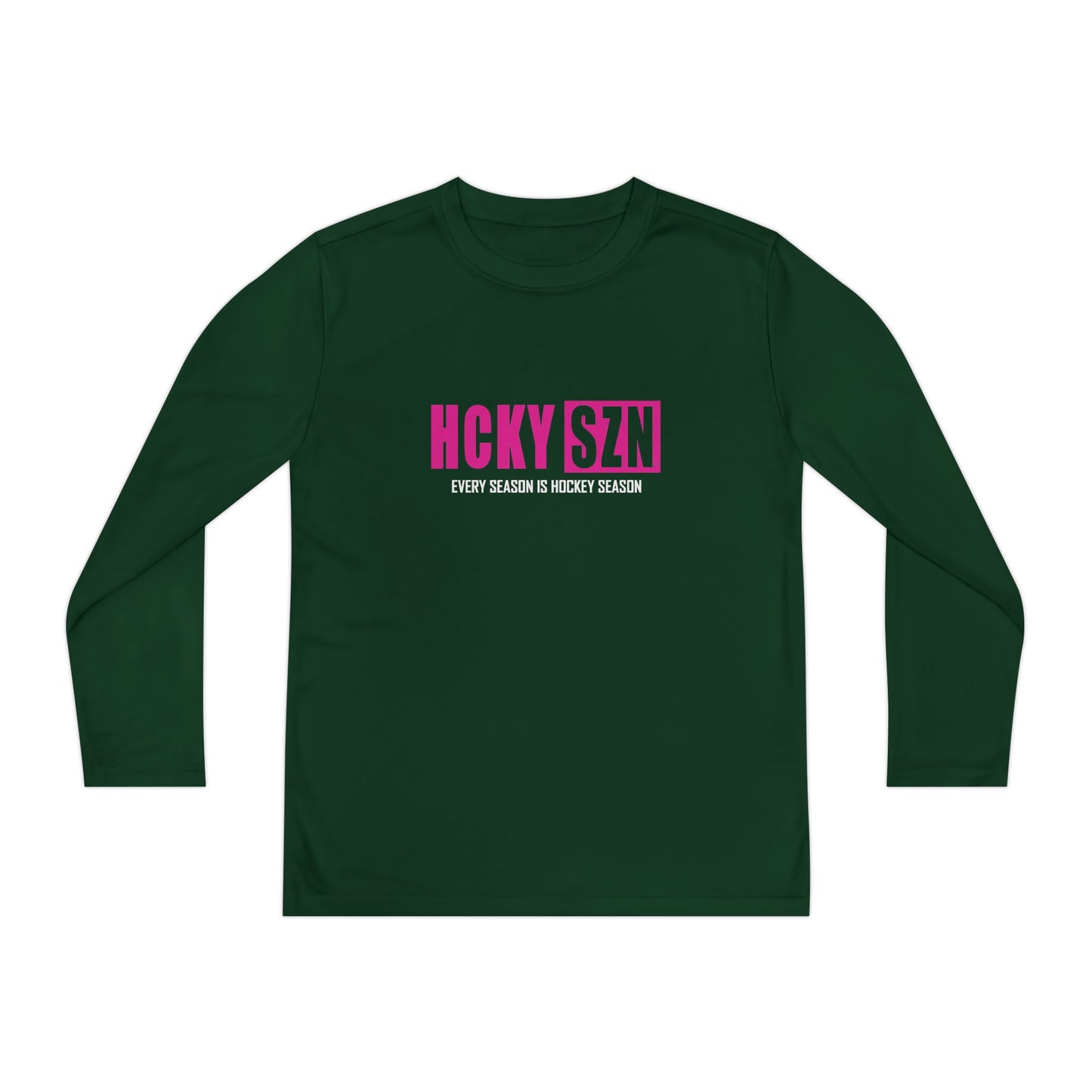 Every Season is HCKY SZN Youth Competitor Long Sleeve Tee (Hot Pink Logo) - Various Colors