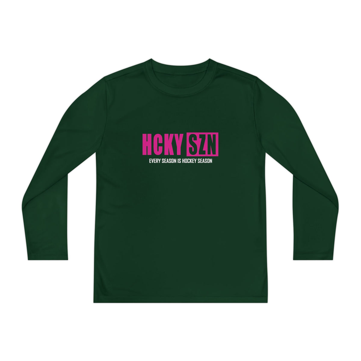 Every Season is HCKY SZN Youth Competitor Long Sleeve Tee (Hot Pink Logo) - Various Colors