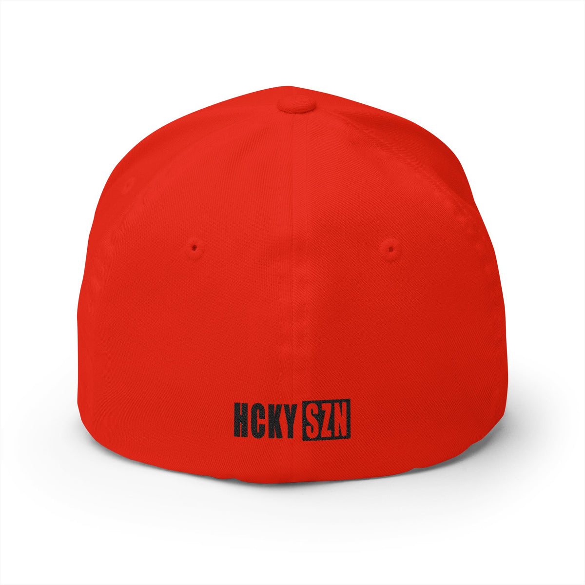 Upside Down HCKY SZN Embroidered Flex Fit Hat (Red/Black)