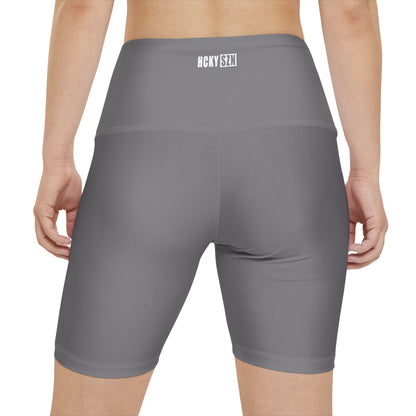 HKY SZN High Waisted Workout Shorts (Graphite Grey)