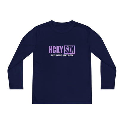 Every Season is HCKY SZN Youth Competitor Long Sleeve Tee (Lavender Logo) - Various Colors