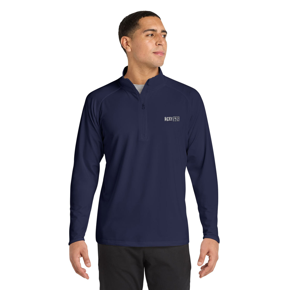 HCKY SZN Embroidered Quarter-Zip Pullover (Navy/White)