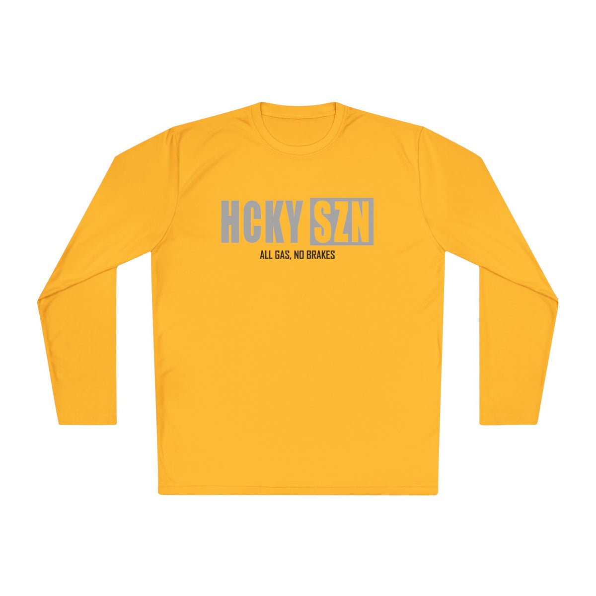 HCKYSZN (All Gas) Long Sleeve Adult Performance Tee - Gold/Grey/Black