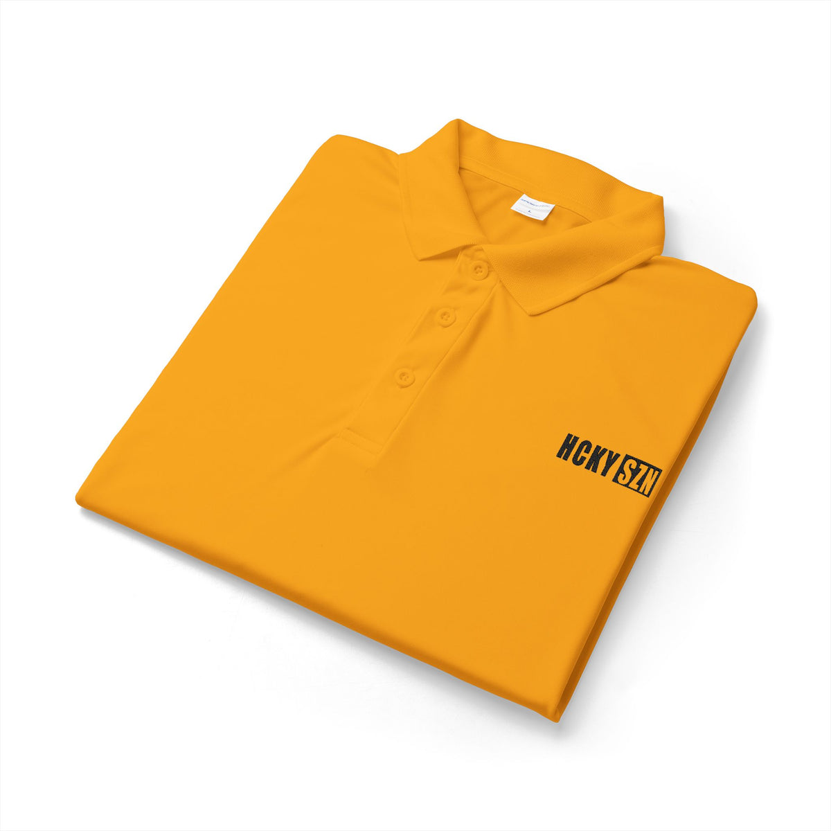 HCKY SZN Embroidered Performance Hockey Polo (Gold)