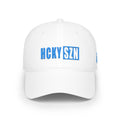 HCKY SZN Low Profile Embroidered Baseball Cap - White (Sky Blue Logo)