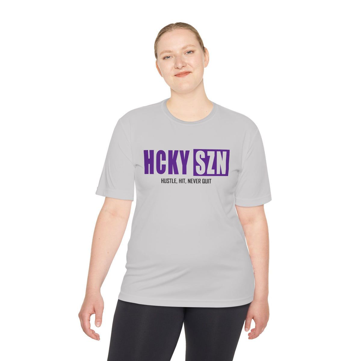 HCKYSZN (Hustle Hit) Adult Performance Tee - Silver/Purple/Black