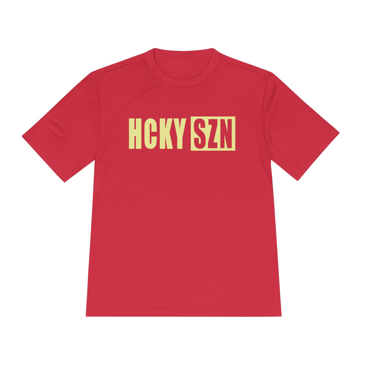 HCKYSZN (Flagship Logo) Adult Performance Tee - Red/Sunflower