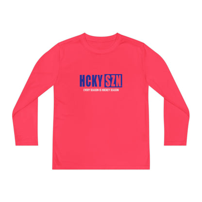 Every Season is HCKY SZN Youth Competitor Long Sleeve Tee (Blue Logo) - Various Colors
